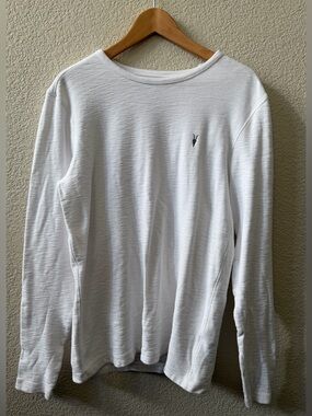 All Saints Mens Size Small Brace Slim Fit Long Sleeve Cotton Shirt -white